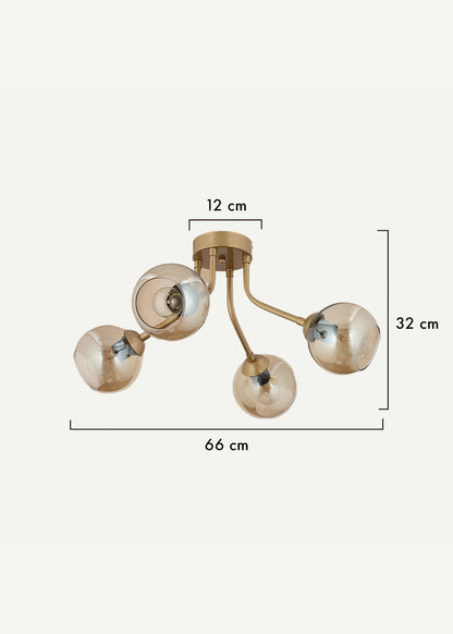 Jesscia 4'lü Silme Bal Camlı Avize Beyaz (66x32 cm) - 4'lü - ESKİTME - BAL - 3