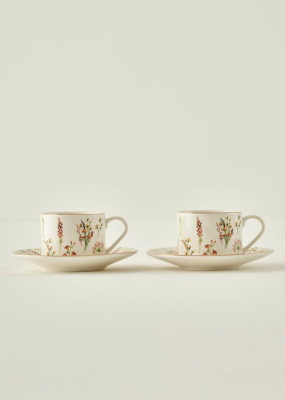 Flores Porselen 2'li Çay Fincanı Seti (180 cc)