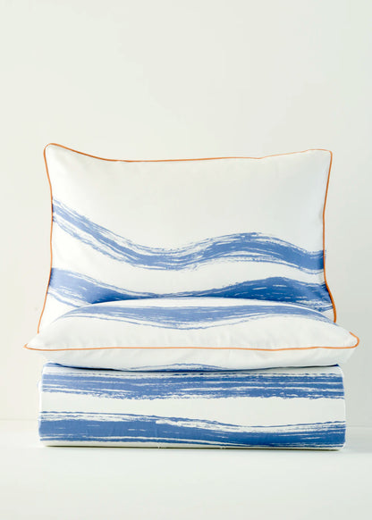 %100 Pamuk Saten Marine - 240x220 cm - MAVİ-BEYAZ 1 - 4