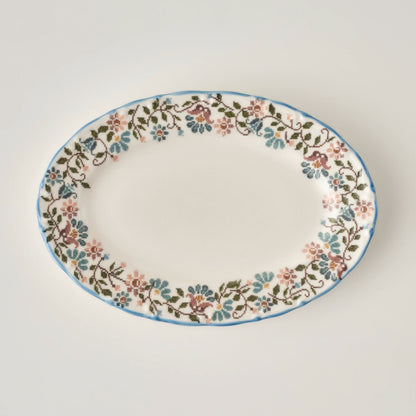 Vintage Porselen Bordürlü Kayık Tabak (25 cm)