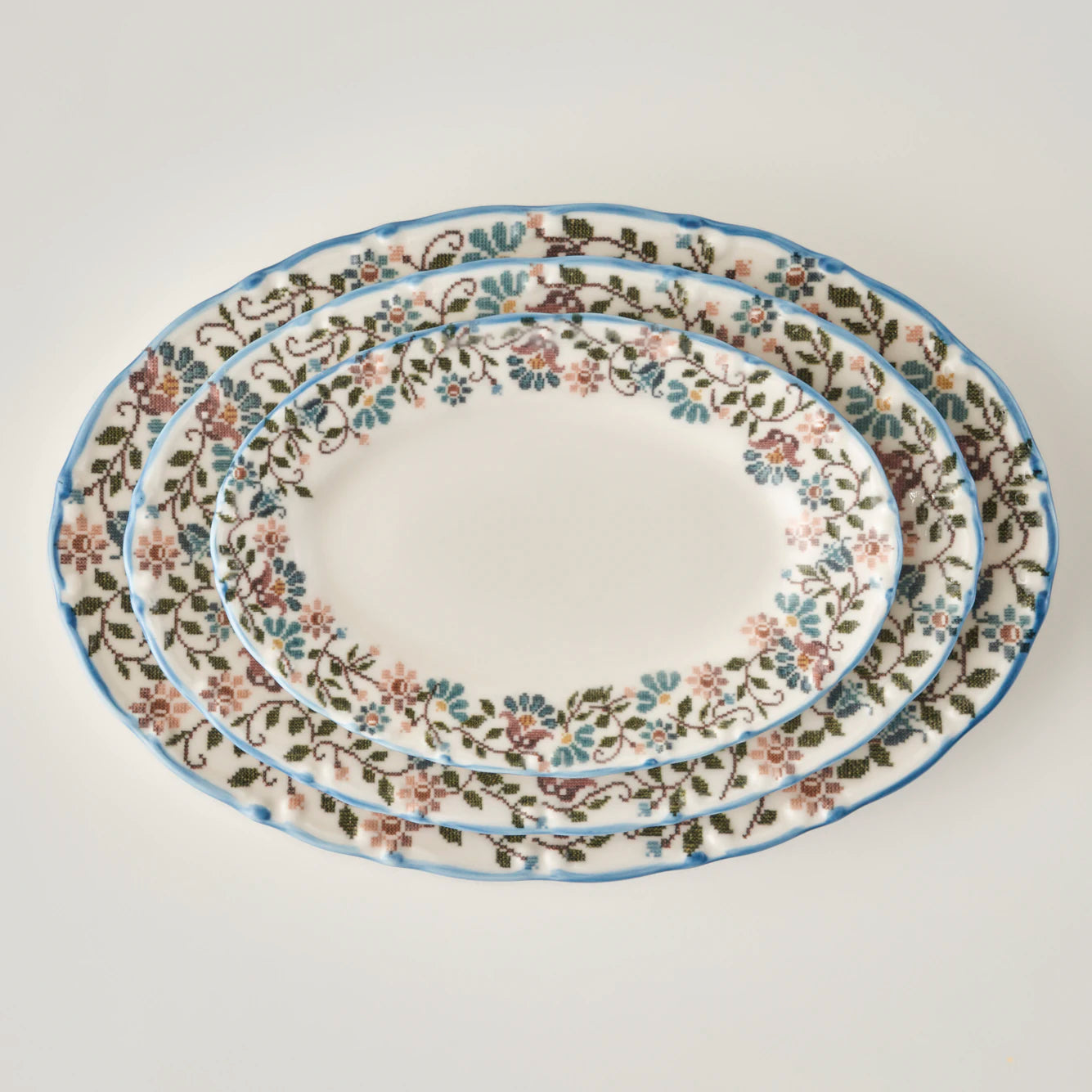 Vintage Porselen Bordürlü Kayık Tabak (20 cm) - 30 cm - ÇOK RENKLİ 2 - 4