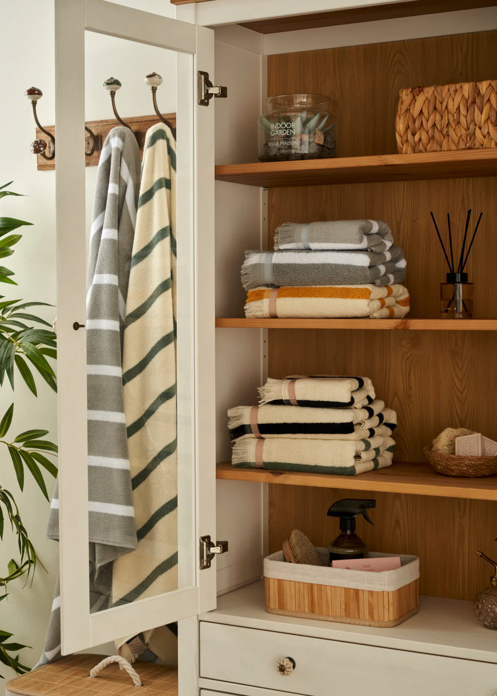 %100 Pamuk Ella Banyo Havlusu Gri (90x150 cm) - 50x90 cm - KREM - 4