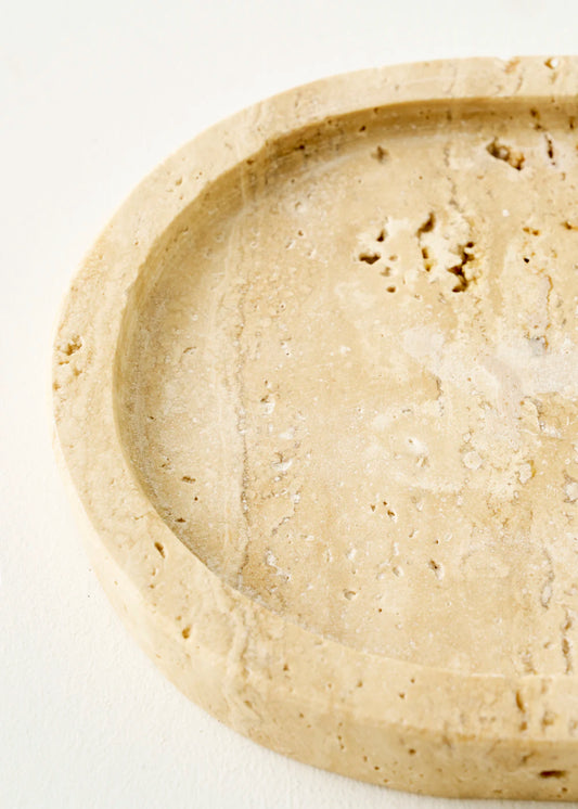 Ephesus Traverten Yuvarlak Dekoratif Tabak Naturel (20x4 cm)