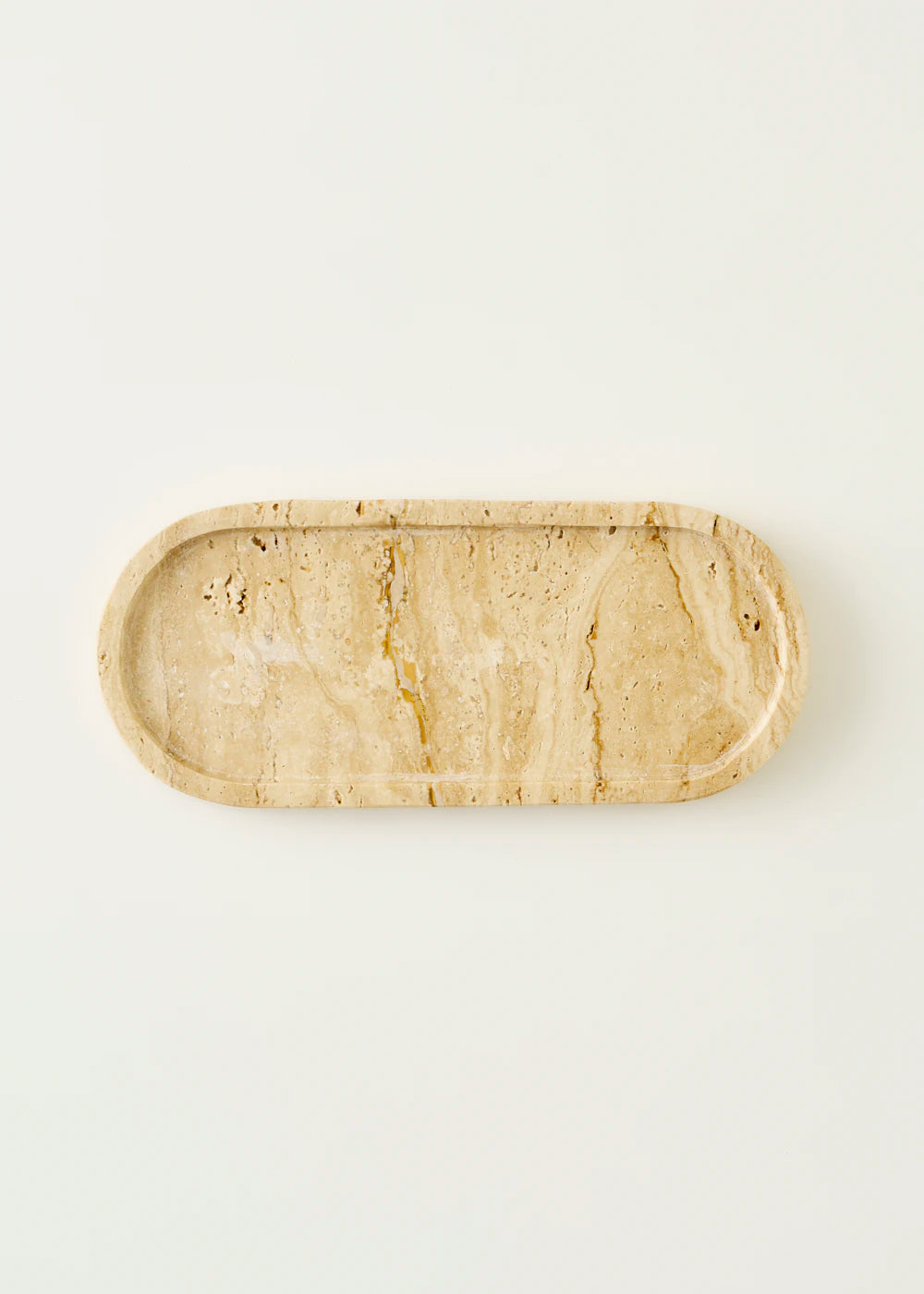 Ephesus Traverten Oval Dekoratif Tabak Naturel (12x28 cm)