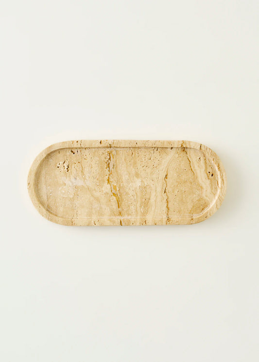 Ephesus Traverten Oval Dekoratif Tabak Naturel (12x28 cm)