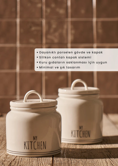 My Kitchen Porselen Kavanoz Beyaz (900 cc)