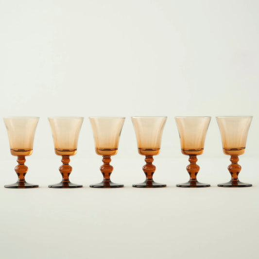 Colored 6'lı Ayaklı Kahve Yanı Su Bardağı Amber (47 cc)
