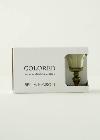 Colored 6'lı Ayaklı Kahve Yanı Su Bardağı Amber (47 cc) - YEŞİL - 47 cc - 4