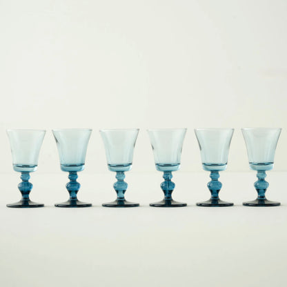 Colored 6'lı Ayaklı Kahve Yanı Su Bardağı Mavi (47 cc)