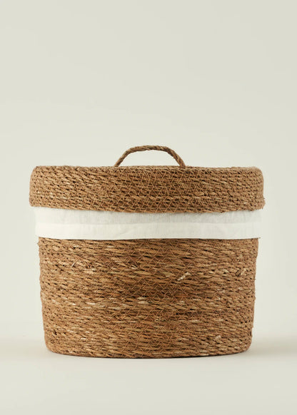 Loess Bezli Hasır Sepet Naturel (30x25 cm)