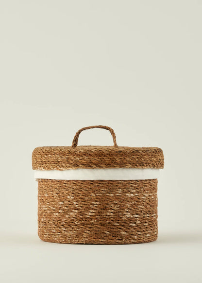 Loess Bezli Hasır Sepet Naturel (30x25 cm)