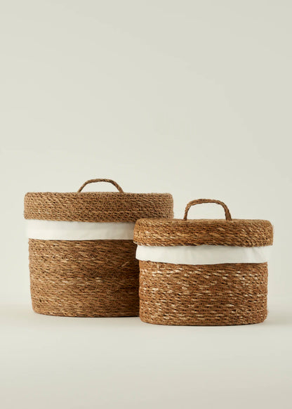 Loess Bezli Hasır Sepet Naturel (30x25 cm) - 26x20 cm - NATUREL 1 - 4