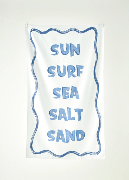 %100 Pamuk Marine Baskılı Plaj Havlusu Beyaz (90x150 cm)