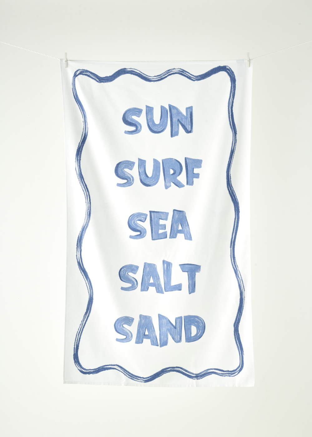 %100 Pamuk Marine Baskılı Plaj Havlusu Beyaz (90x150 cm)