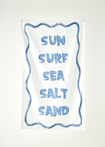 %100 Pamuk Marine Baskılı Plaj Havlusu Beyaz (90x150 cm)