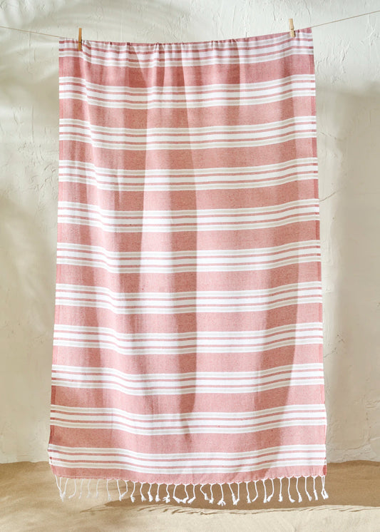 %100 Pamuk Stripe Peştamal Kiremit (90x160 cm)