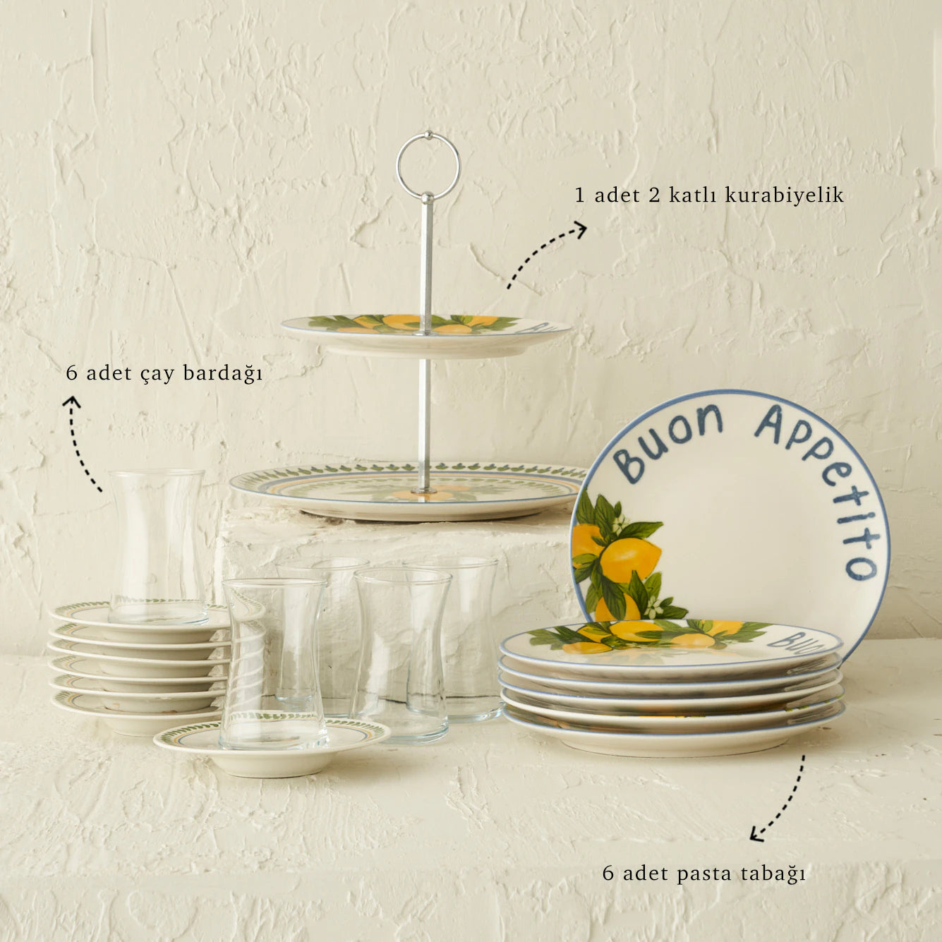 Lemoncello 14 Parça Çay Sunum Seti