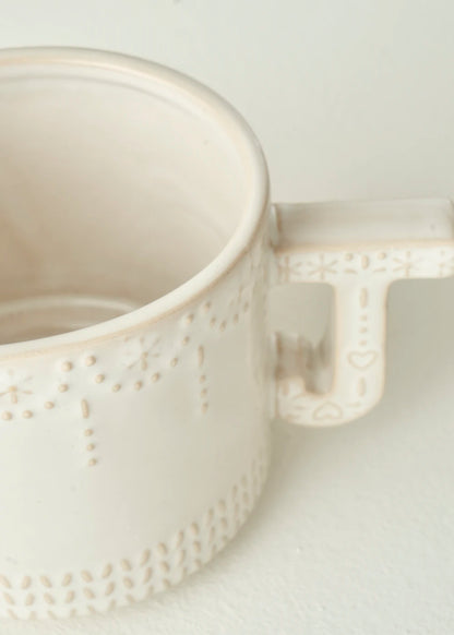 Joy Stoneware Yılbaşı 3'lü Kupa Seti Krem (390 cc)