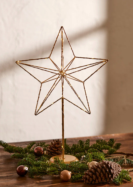 Christmas Yılbaşı Star Ledli Aydınlatma Gold (30x11x46 cm)