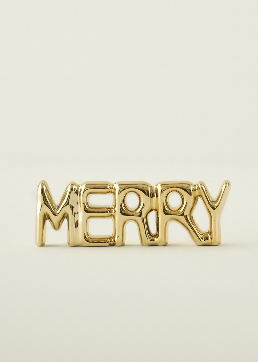 Merry Yılbaşı Dekoratif Obje Gold (18x2x6 cm)