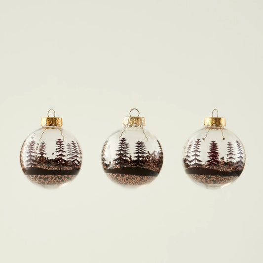 Christmas 3'lü Dekoratif Süs Kahverengi (8 cm)