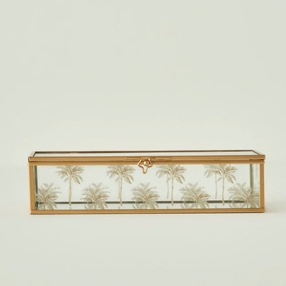Palm Cam Dekoratif Kutu Gold (10x22x5 cm)