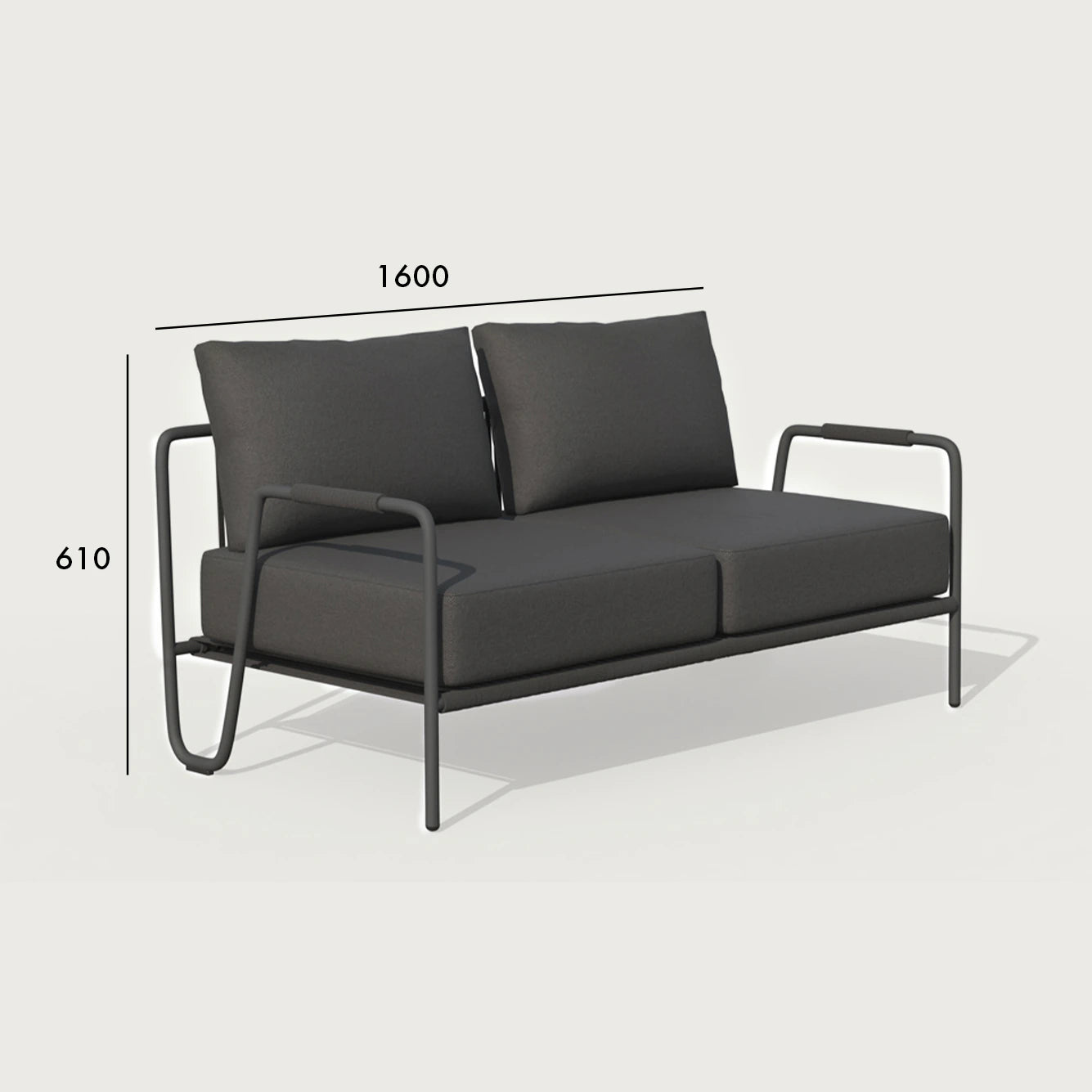 Torven 3'lü Bahçe Koltuğu Antrasit (61x180x78 cm) - 61x160x78 cm - ANTRASİT - 2