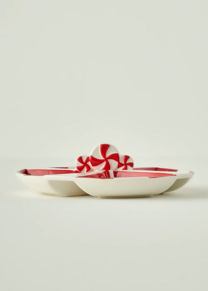 Merry Yılbaşı Seramik Sunum Tabağı Kırmızı (26,5 cm)