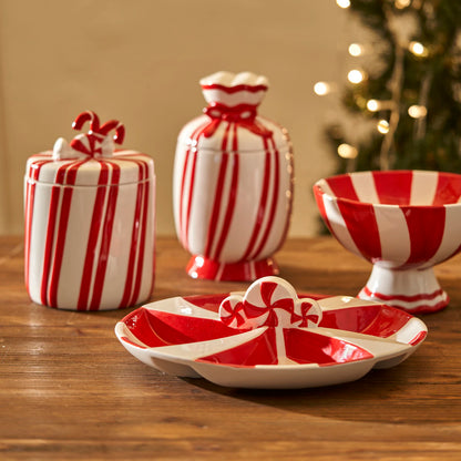 Merry Yılbaşı Seramik Sunum Tabağı Kırmızı (26,5 cm)