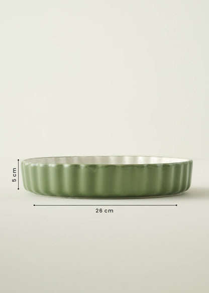 Floral Stoneware Fırın Kabı Beyaz (26x5 cm)