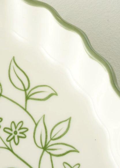 Floral Stoneware Fırın Kabı Beyaz (26x5 cm) - 4