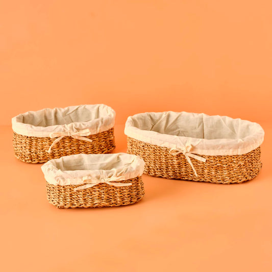 Diana Oval Bezli Sepet Seti Naturel