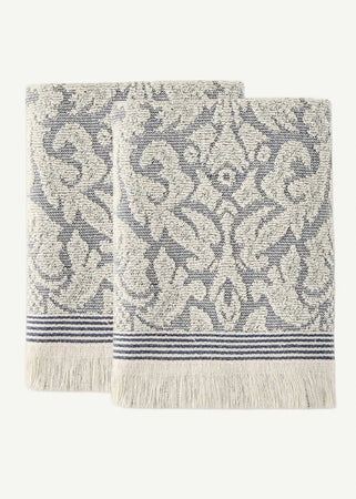%100 Pamuk Colin Yüz Havlusu 2'li Lacivert (50x90 cm)