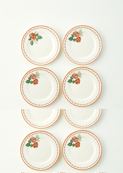 Rose 6'lı Porselen Pasta Tabağı Seti (21 cm)