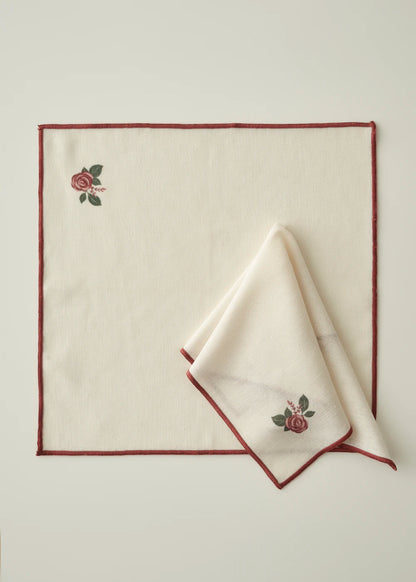 Rose Baskılı Peçete Krem (40x40 cm)
