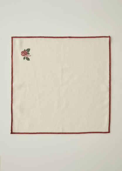 Rose Baskılı Peçete Krem (40x40 cm)