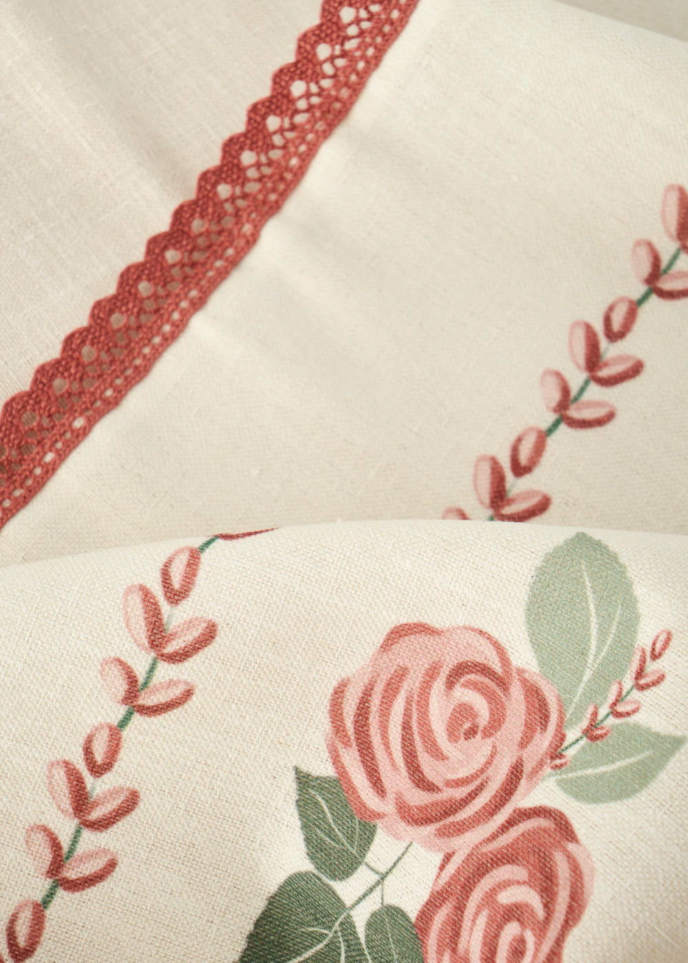 Rose Baskılı Kopanakili Runner Krem (50x150 cm) - 2