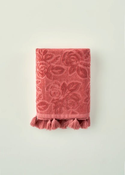 %100 Pamuk Rose Jakarlı El Havlusu Mürdüm (30x50 cm)