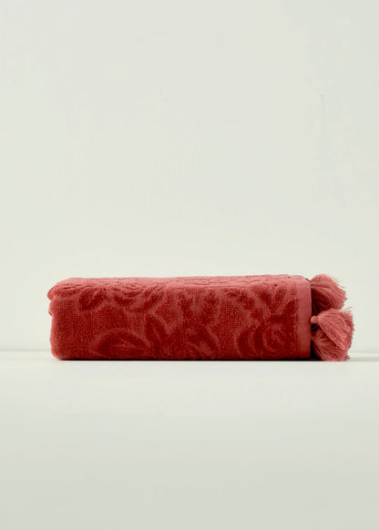 %100 Pamuk Rose Jakarlı El Havlusu Mürdüm (30x50 cm) - 50x90 cm - MÜRDÜM 1 - 3