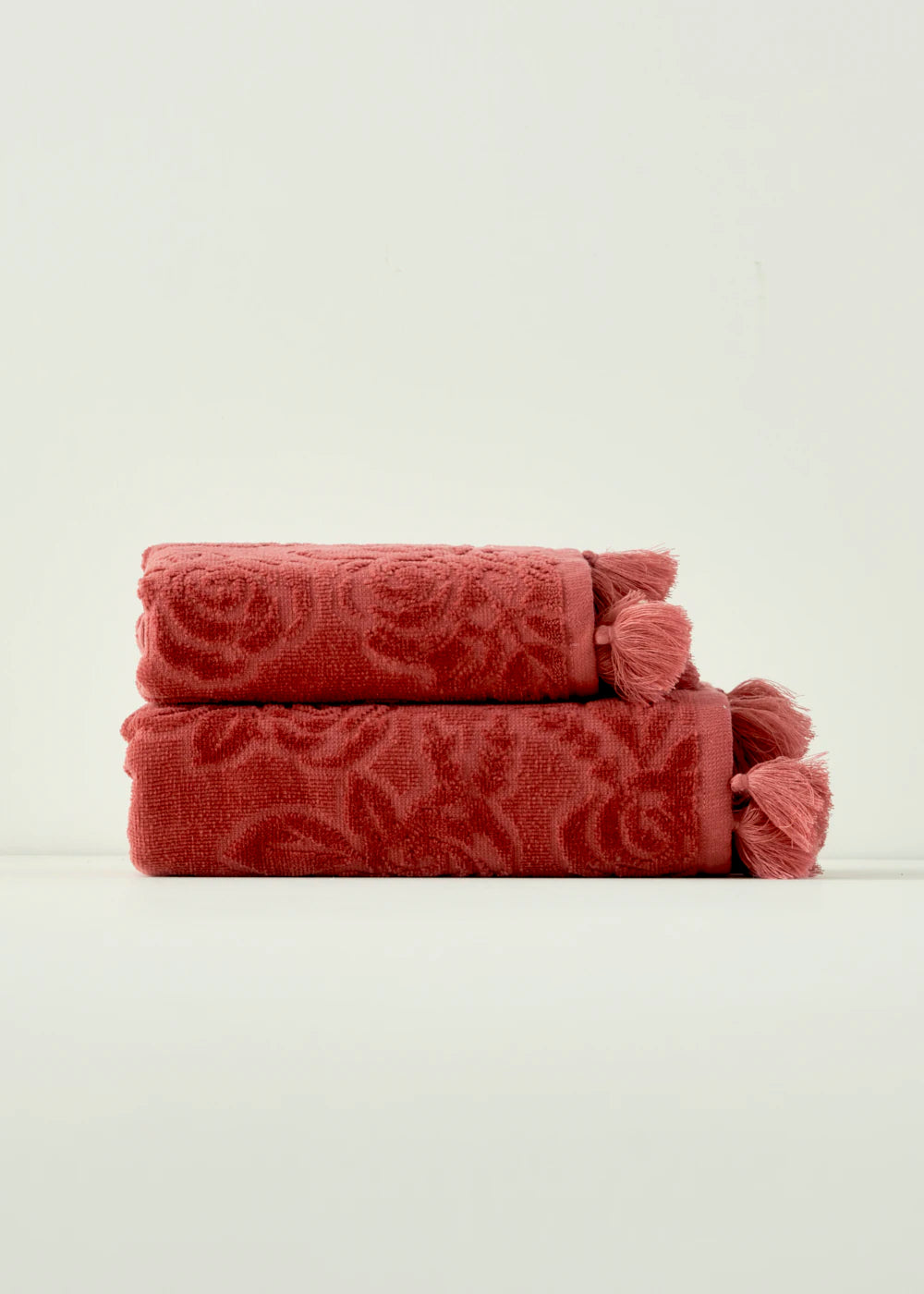 %100 Pamuk Rose Jakarlı El Havlusu Mürdüm (30x50 cm) - 50x90 cm - MÜRDÜM 1 - 4
