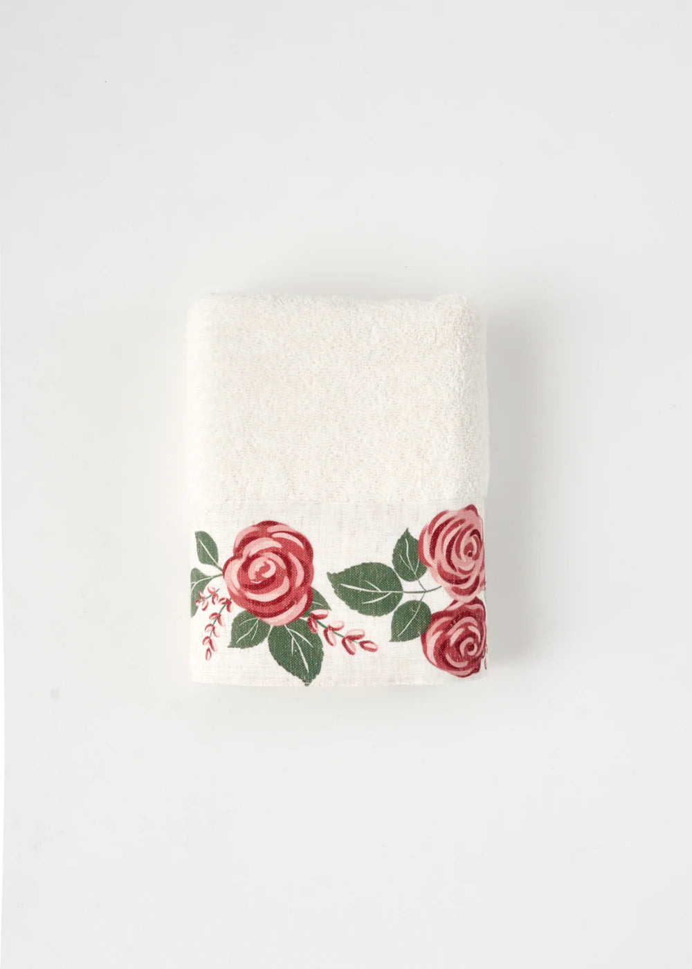 %100 Pamuk Rose Baskılı El Havlusu Krem (30x50 cm)