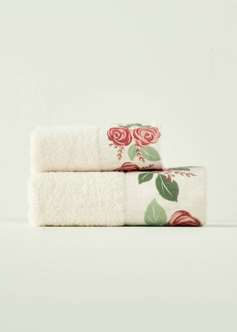 %100 Pamuk Rose Baskılı El Havlusu Krem (30x50 cm) - 50x90 cm - KREM 1 - 5
