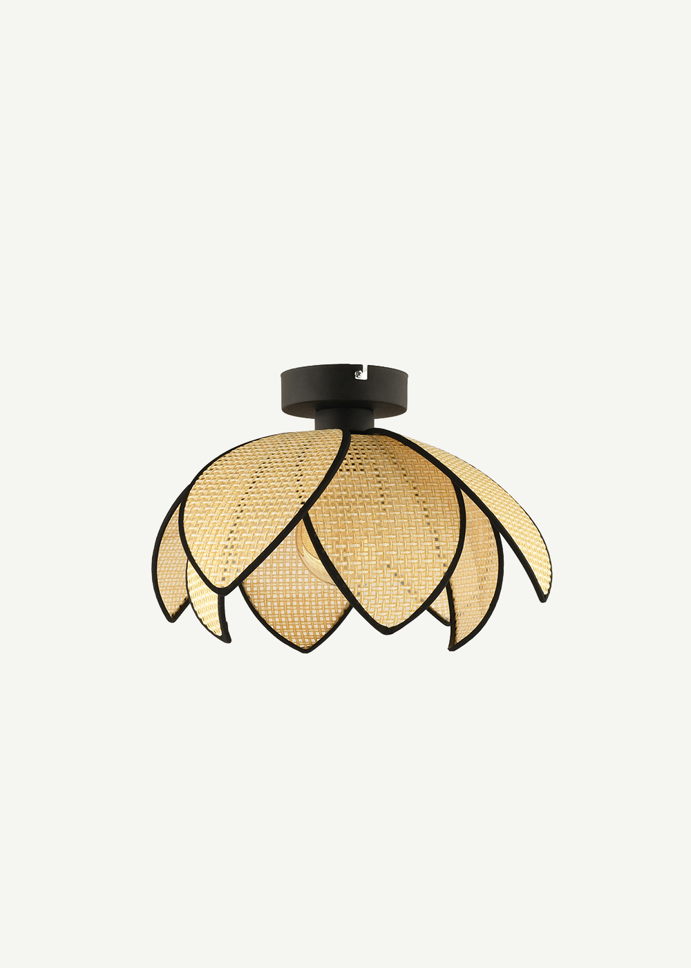 Amaya Plafonyer Rattan Avize Krem-Siyah (26x20 cm)