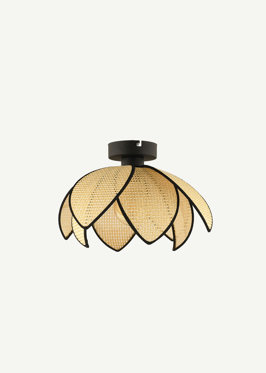Amaya Plafonyer Rattan Avize Krem-Siyah (26x20 cm)
