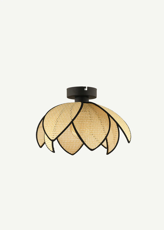 Amaya Plafonyer Rattan Avize Krem-Siyah (26x20 cm)