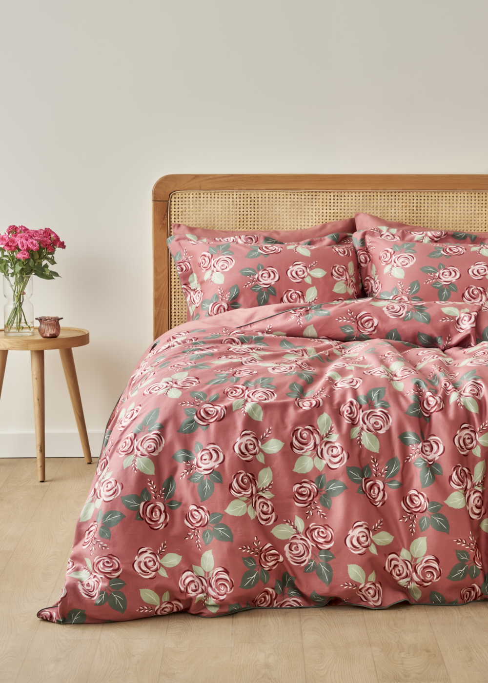 %100 Pamuk Saten Rose
