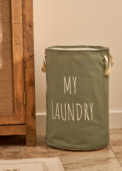 %100 Pamuk My Laundry Çamaşır Sepeti Haki (36x50 cm)