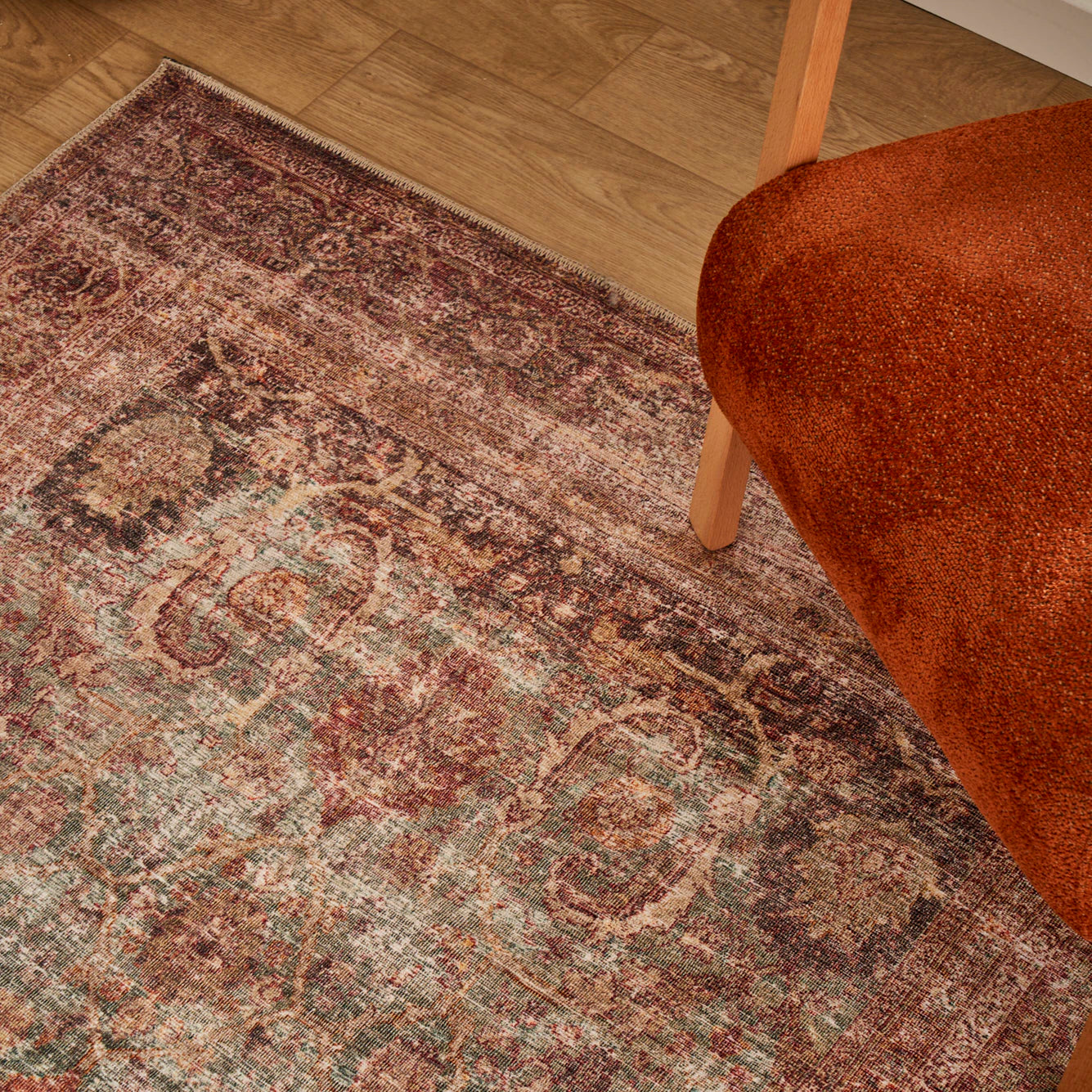 Vintage Desenli Dijital Baskı Halı Bej (152x230 cm) - KIRMIZI - 152x230 cm - 3