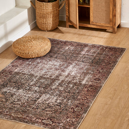 Vintage Desenli Dijital Baskı Halı Bej (152x230 cm)