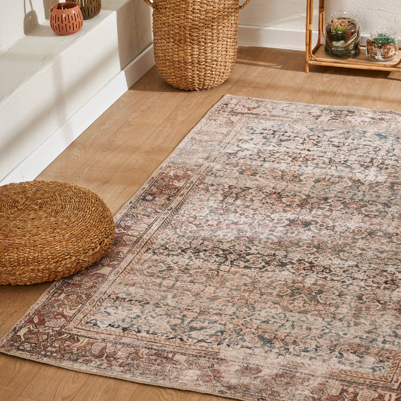 Vintage Desenli Dijital Baskı Halı Bej (152x230 cm)